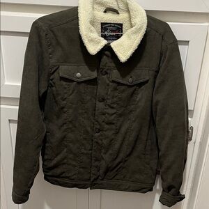 Men's Olive Green Sherpa-Lined Jacket